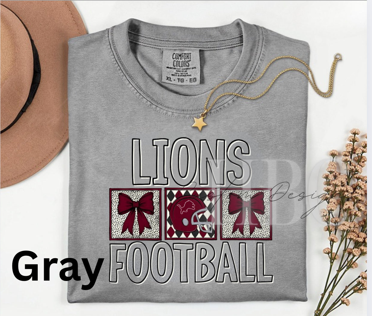 Lions Football Coquette Bow with Helmet Shirt