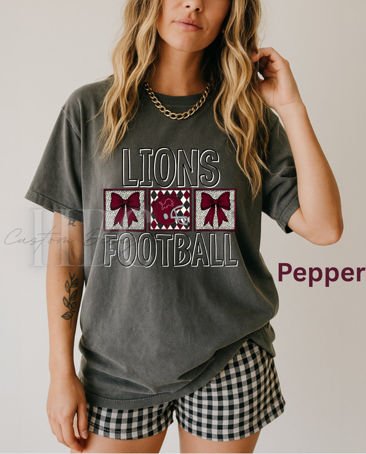 Lions Football Coquette Bow with Helmet Shirt