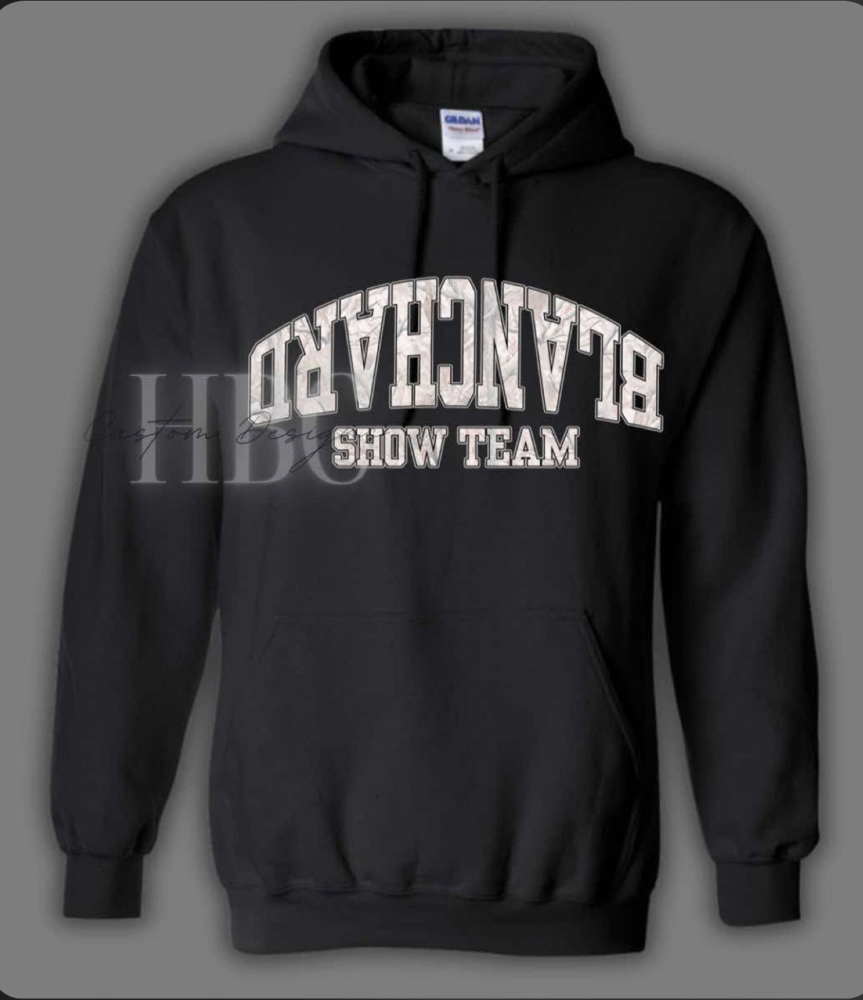 Blanchard Show Team Hoodie Black Hoodie with tree font