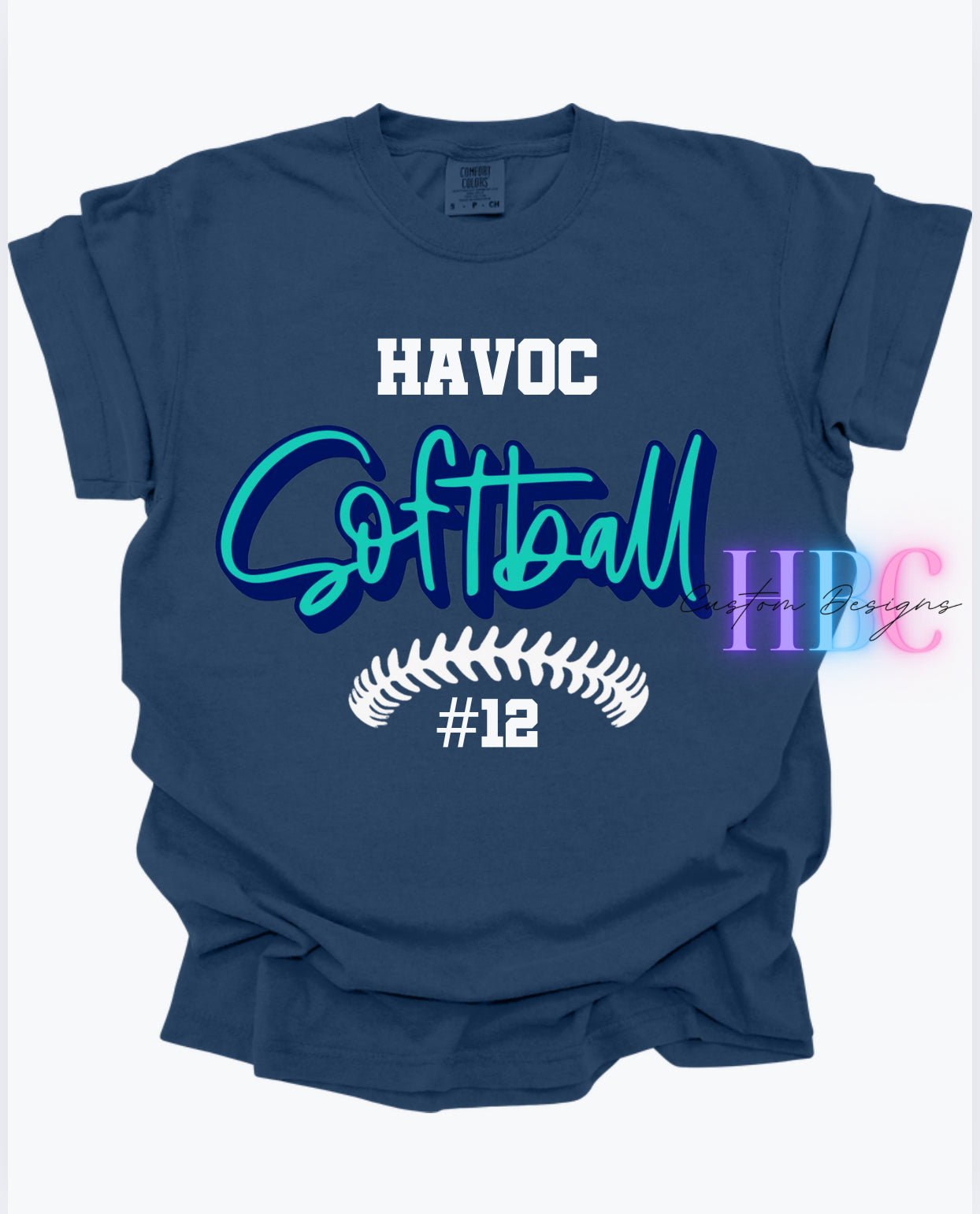HAVOC Softball teal/blue design- youth and adult