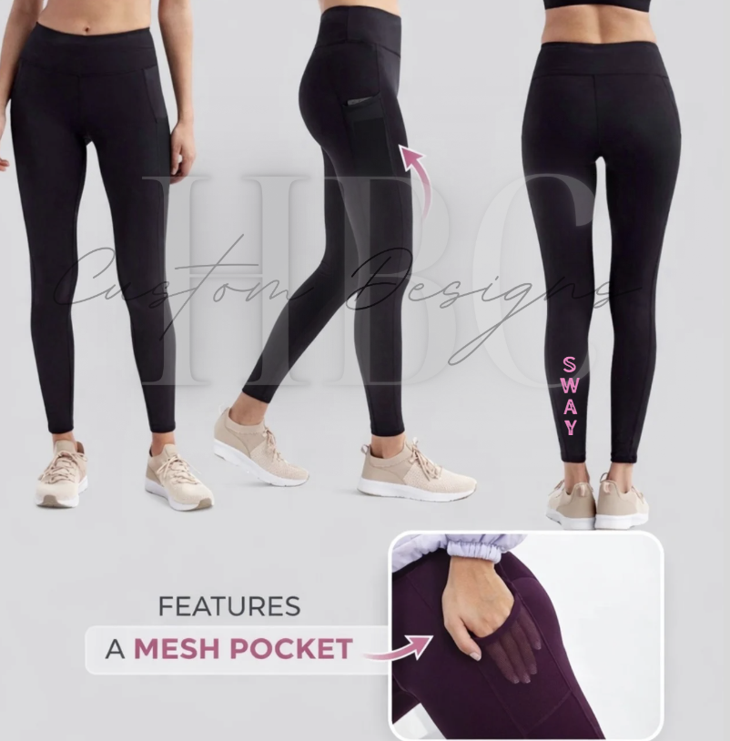 Sway Black Leggings with Mesh Pocket