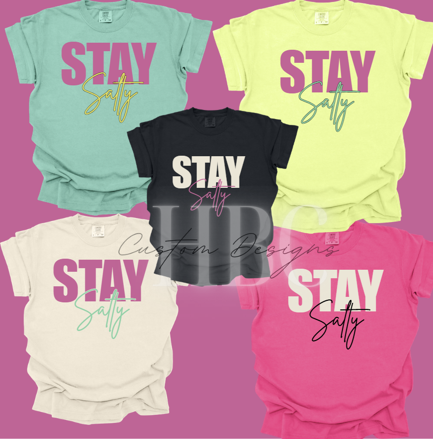 STAY Salty with cursive Baseball Design