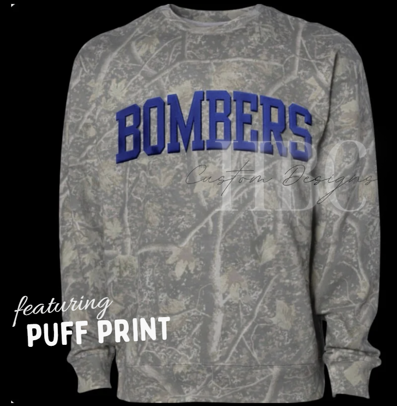 Bombers Baseball Puff Camo Sweatshirt