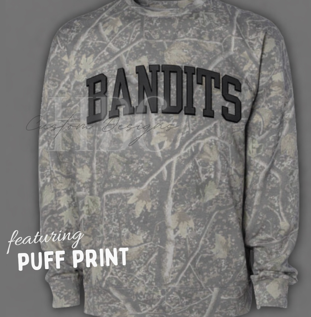 Bandits Baseball Puff Camo Sweatshirt