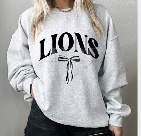 Lions with bow- Ash Gray Sweatshirt