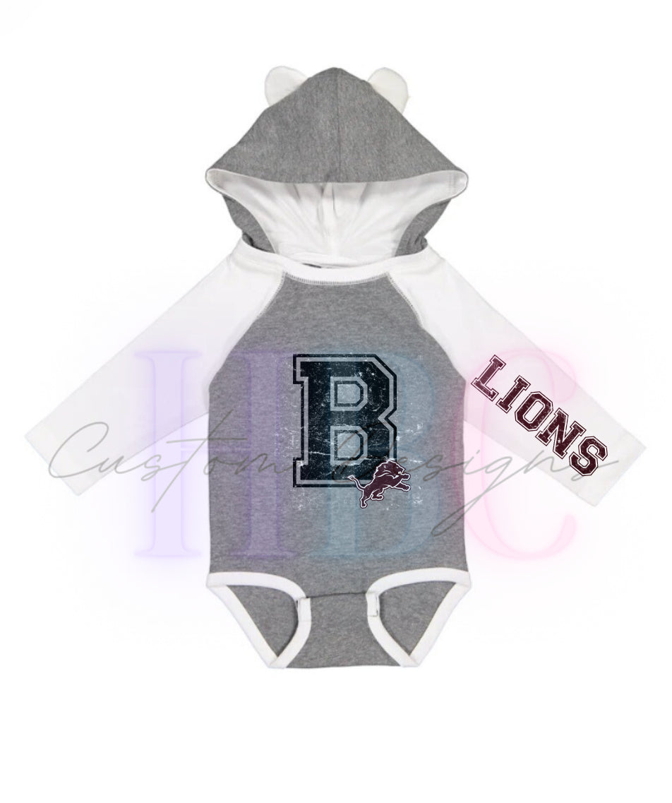 Infants B Lions hooded Onsie