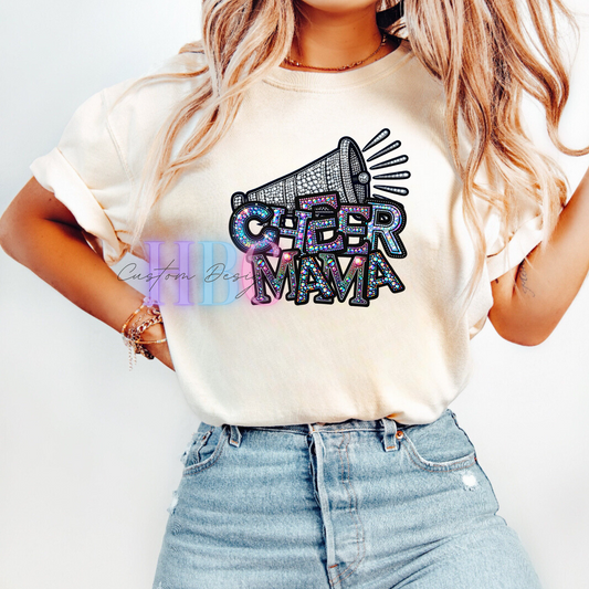 Cheer Mama Rhinestone Tee or Sweatshirt