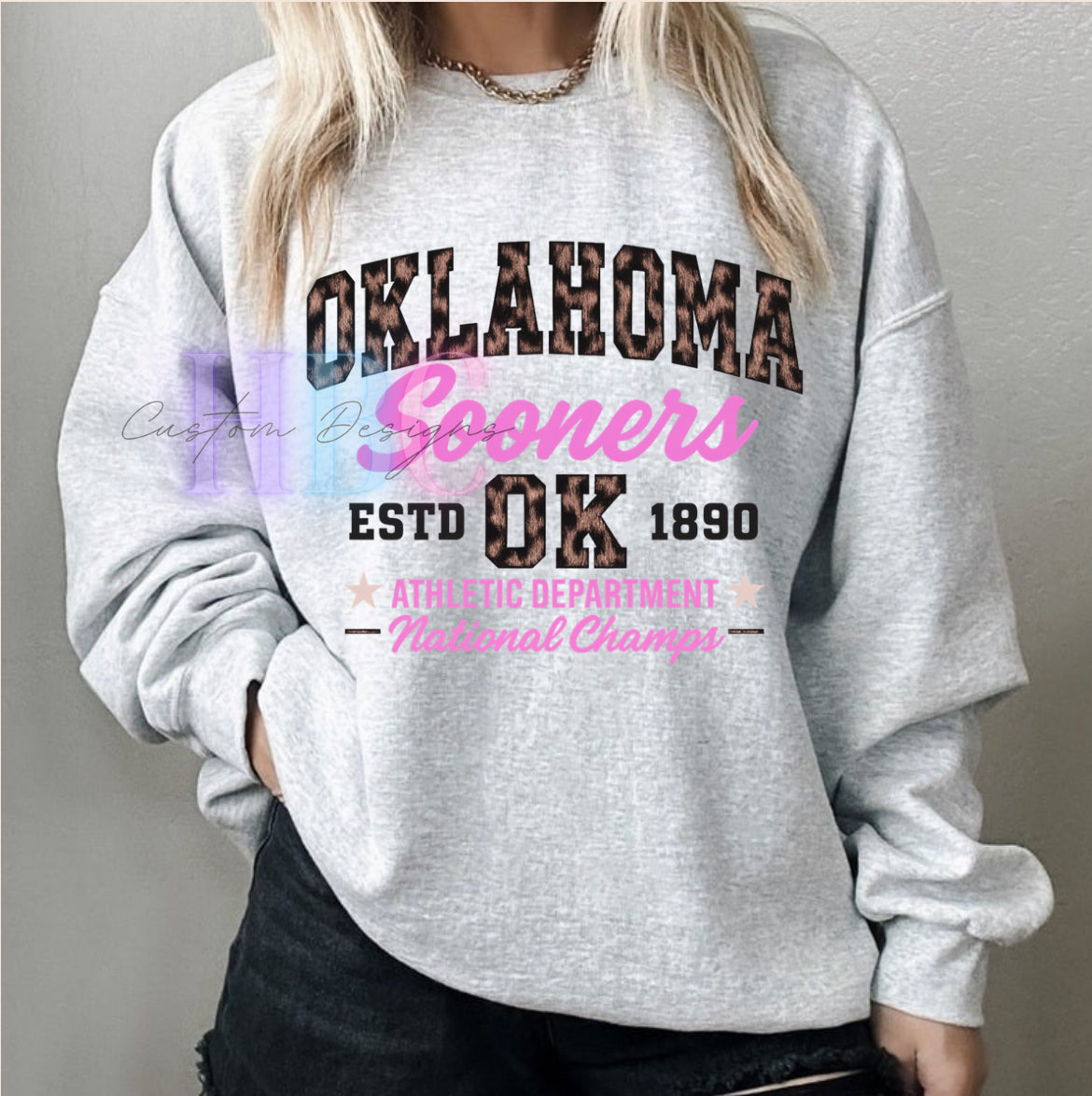 Oklahoma Sooners/ Cheetah Print Font- Shirt