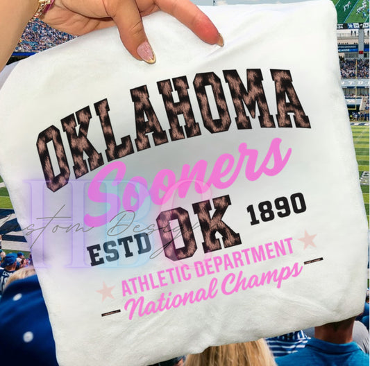 Oklahoma Sooners/ Cheetah Print Font- Shirt
