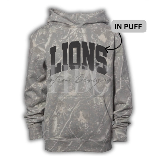 ADULT Varsity LIONS Camo Hoodie