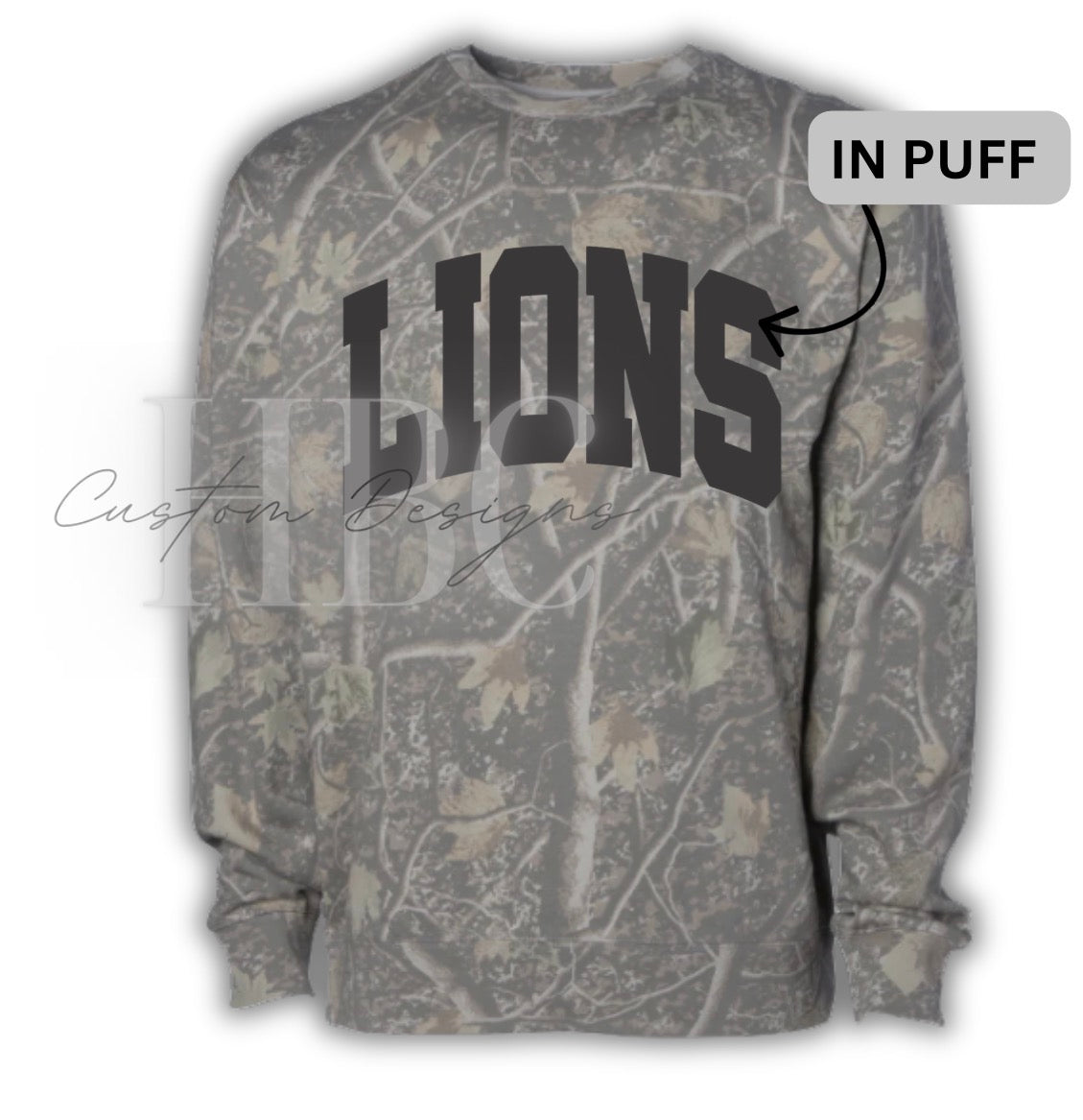 ADULT Varsity LIONS Puff Camo Sweatshirt