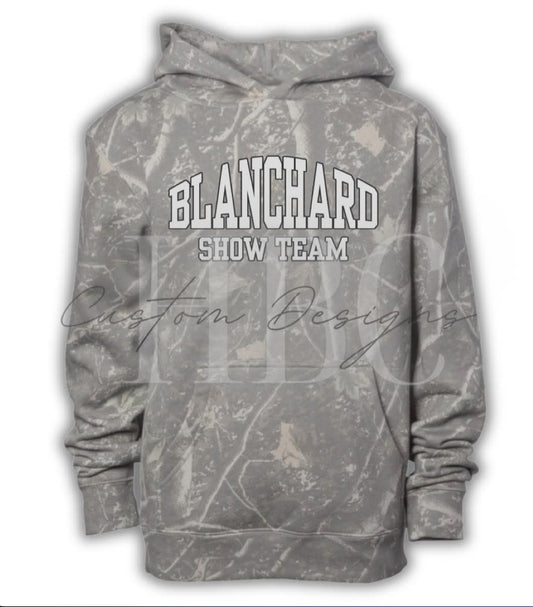 Youth and Adult- Blanchard Show Team camo Hoodie
