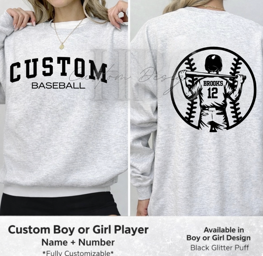 Custom Baseball/ Softball Glitter Puff Sweatshirt