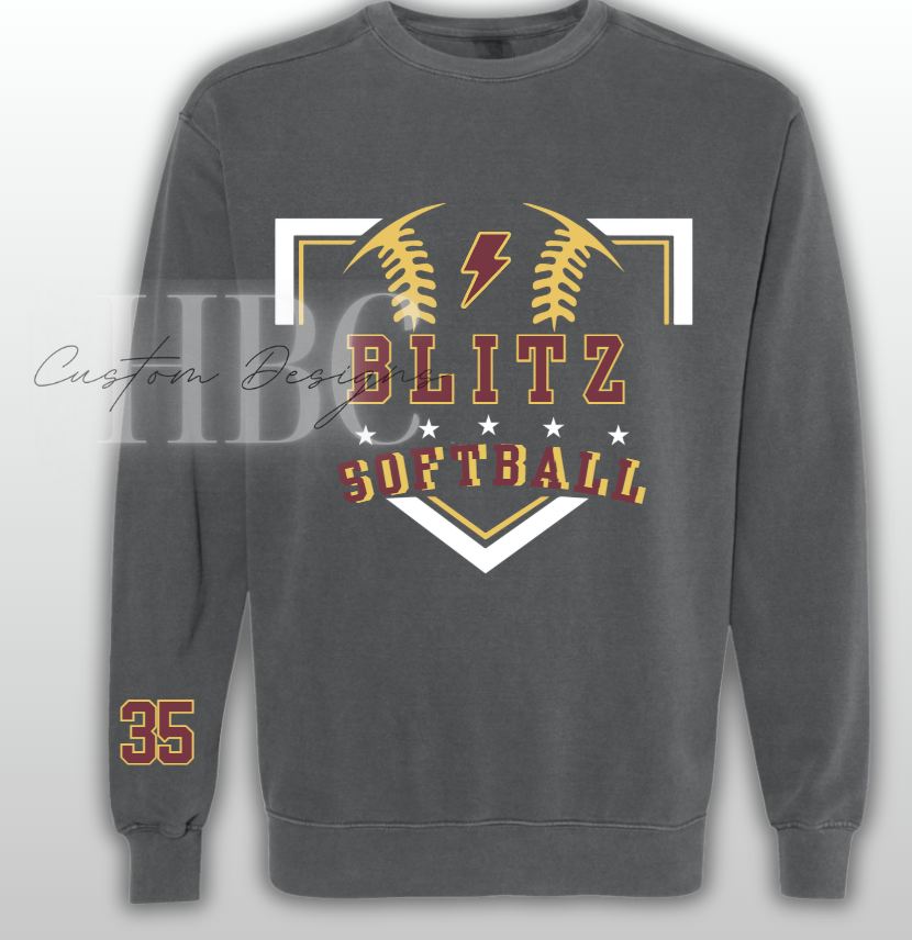 Blitz Softball Custom Design- Player number on sleeve