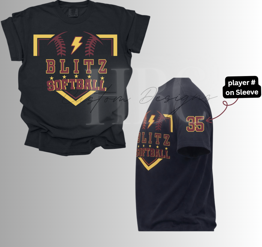 Blitz Softball Custom Design- Player number on sleeve