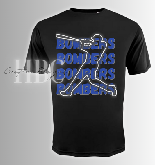 Adult Size- Bombers Baseball Silhouette Tee or Sweatshirt