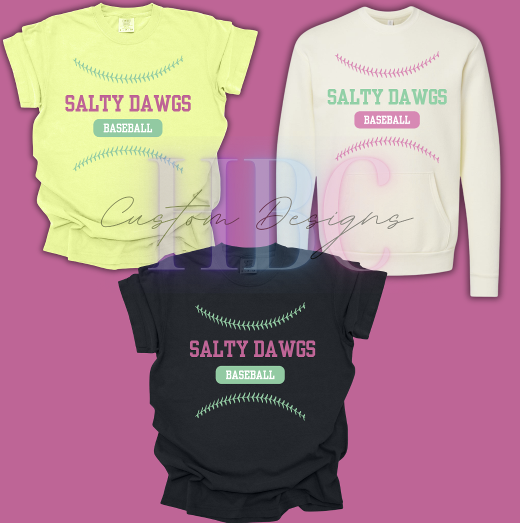 Salty Dawgs Baseball Laces Tee