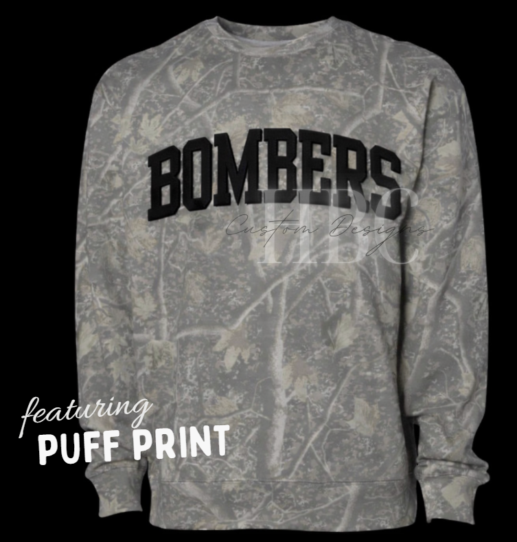 Bombers Baseball Puff Camo Sweatshirt