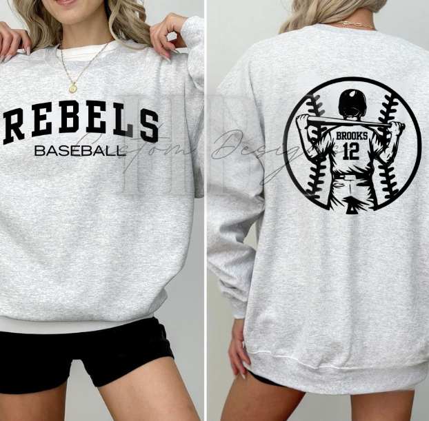Rebels Baseball Glitter Puff Sweatshirt